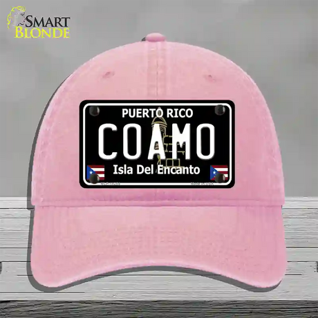 Coamo Puerto Rico Black Novelty License Plate Hat Unconstructed Cotton / Pink