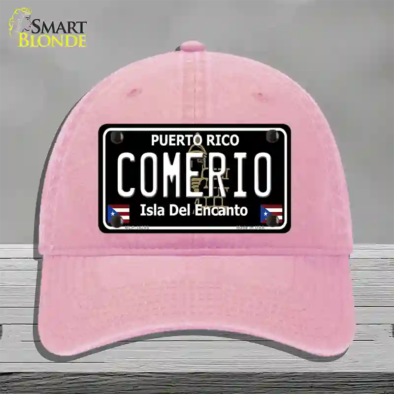 Comerio Puerto Rico Black Novelty License Plate Hat Unconstructed Cotton / Pink