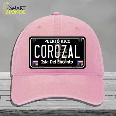 Corozal Puerto Rico Black Novelty License Plate Hat Unconstructed Cotton / Pink