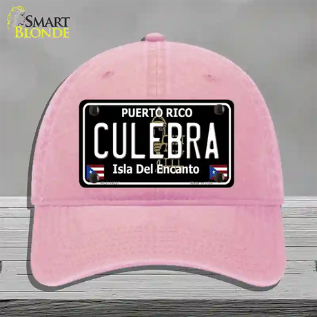 Culebra Puerto Rico Black Novelty License Plate Hat Unconstructed Cotton / Pink