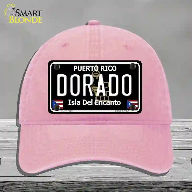 Dorado Puerto Rico Black Novelty License Plate Hat Unconstructed Cotton / Pink