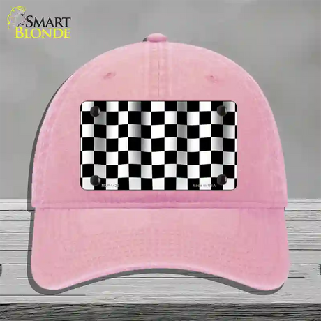 Waving Checkered Flag Novelty License Plate Hat Unconstructed Cotton / Pink