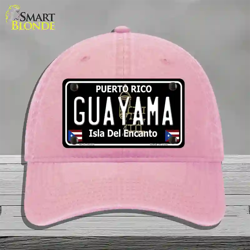 Guayama Puerto Rico Black Novelty License Plate Hat Unconstructed Cotton / Pink