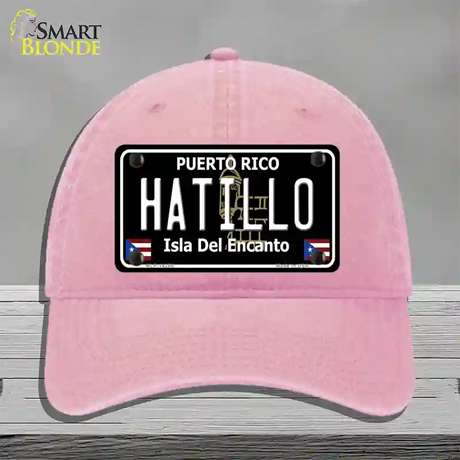 Hatillo Puerto Rico Black Novelty License Plate Hat Unconstructed Cotton / Pink