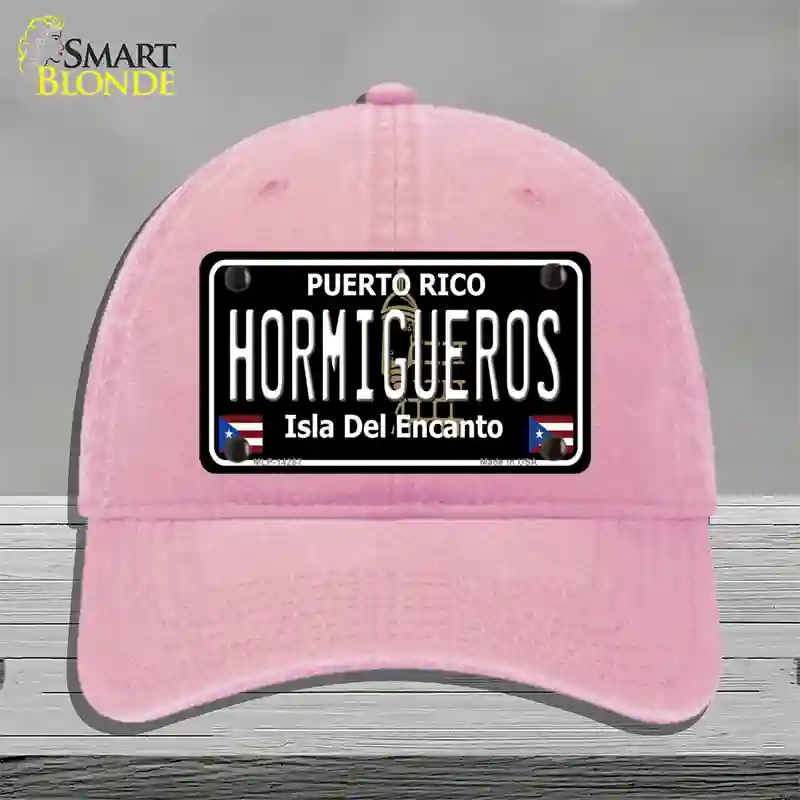 Hormigueros Puerto Rico Black Novelty License Plate Hat Unconstructed Cotton / Pink