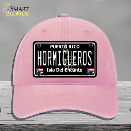 Hormigueros Puerto Rico Black Novelty License Plate Hat Unconstructed Cotton / Pink