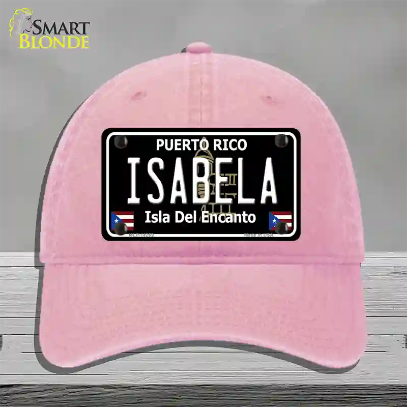 Isabela Puerto Rico Black Novelty License Plate Hat Unconstructed Cotton / Pink