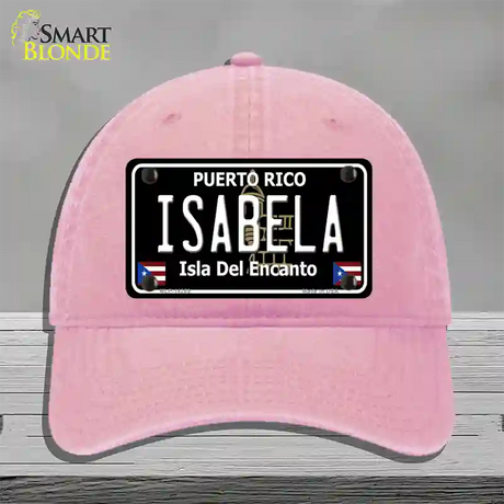 Isabela Puerto Rico Black Novelty License Plate Hat Unconstructed Cotton / Pink