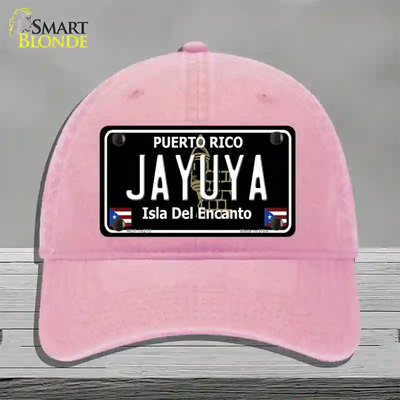 Jayuya Puerto Rico Black Novelty License Plate Hat Unconstructed Cotton / Pink