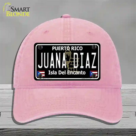 Juana Diaz Puerto Rico Black Novelty License Plate Hat Unconstructed Cotton / Pink