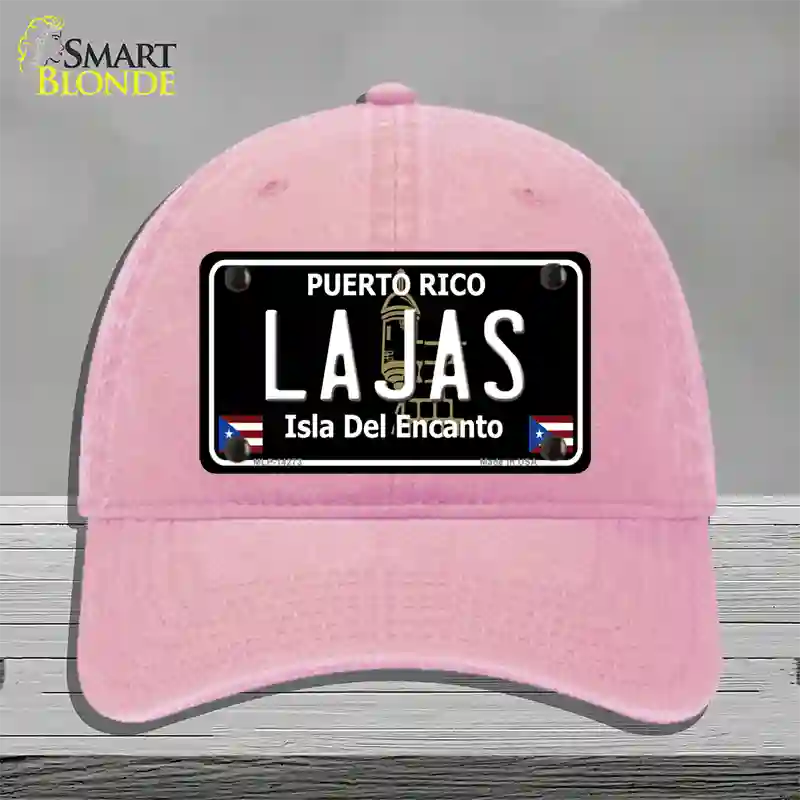 Lajas Puerto Rico Black Novelty License Plate Hat Unconstructed Cotton / Pink