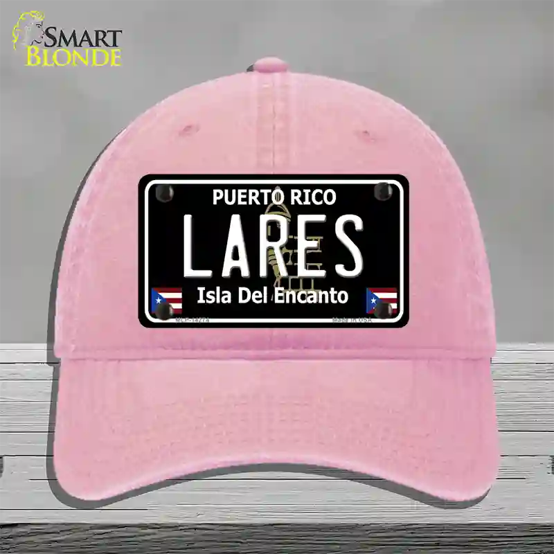 Lares Puerto Rico Black Novelty License Plate Hat Unconstructed Cotton / Pink