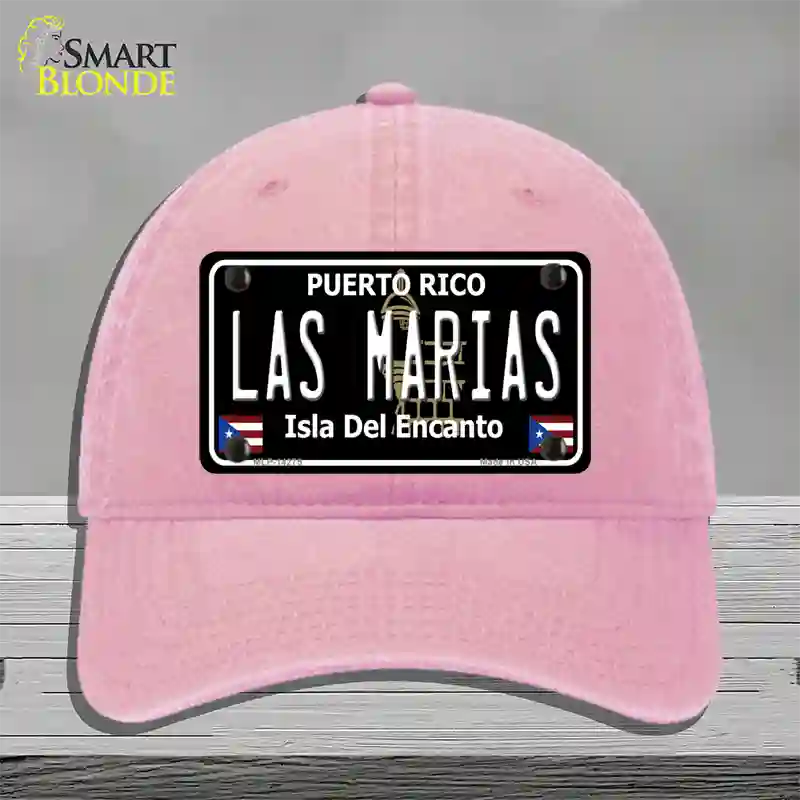 Las Marias Puerto Rico Black Novelty License Plate Hat Unconstructed Cotton / Pink