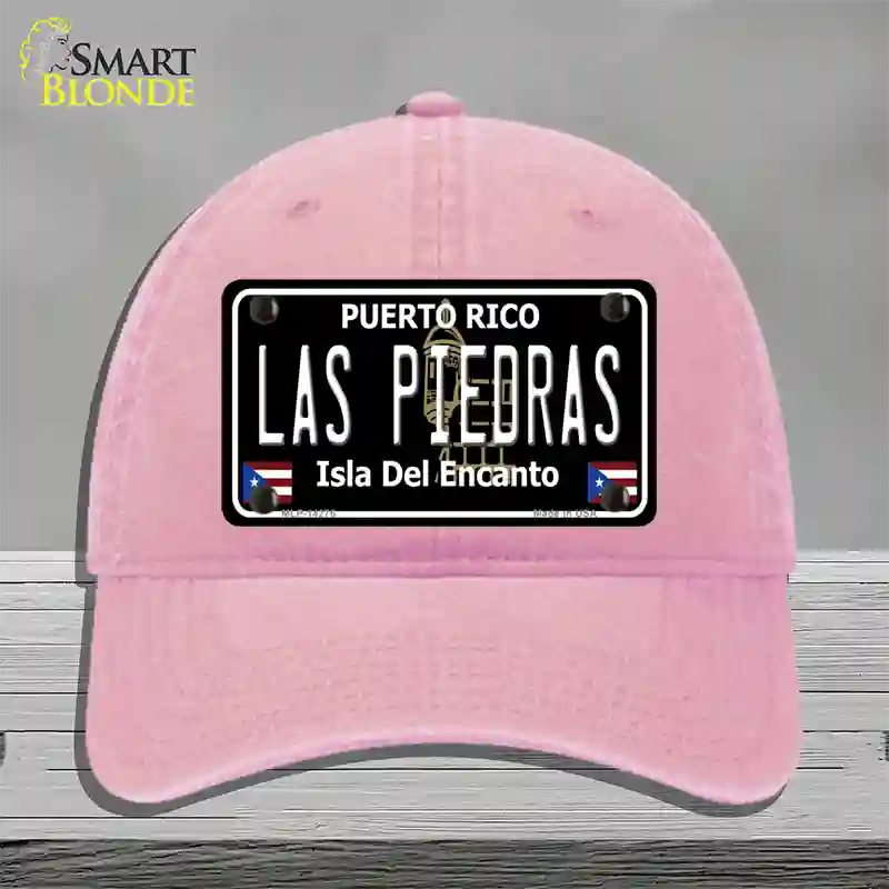 Las Piedras Puerto Rico Black Novelty License Plate Hat Unconstructed Cotton / Pink