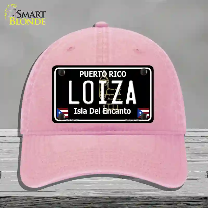 Loiza Puerto Rico Black Novelty License Plate Hat Unconstructed Cotton / Pink