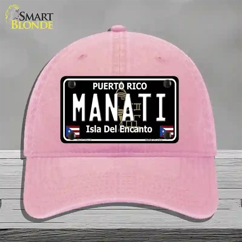 Manati Puerto Rico Black Novelty License Plate Hat Unconstructed Cotton / Pink