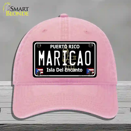 Maricao Puerto Rico Black Novelty License Plate Hat Unconstructed Cotton / Pink