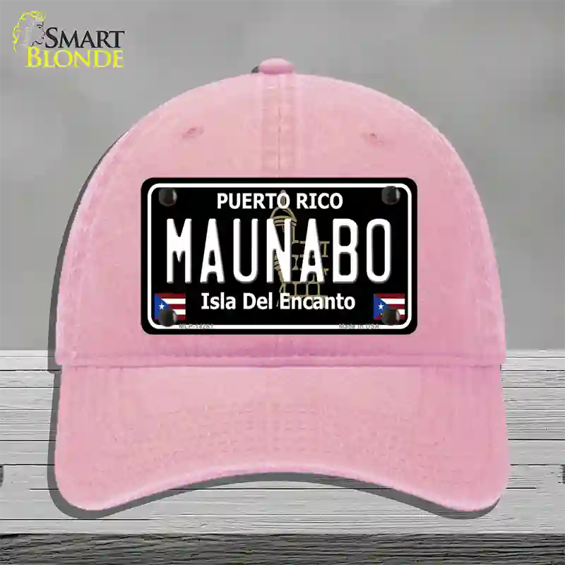 Maunabo Puerto Rico Black Novelty License Plate Hat Unconstructed Cotton / Pink