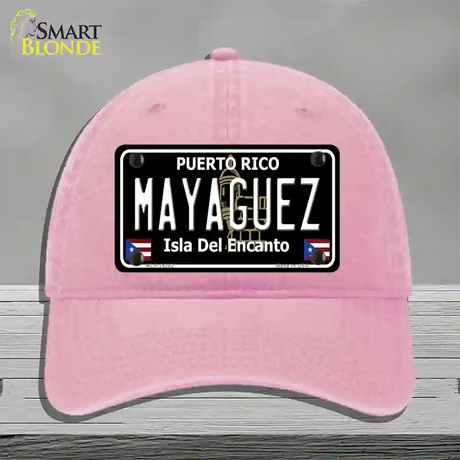 Mayaguez Puerto Rico Black Novelty License Plate Hat Unconstructed Cotton / Pink