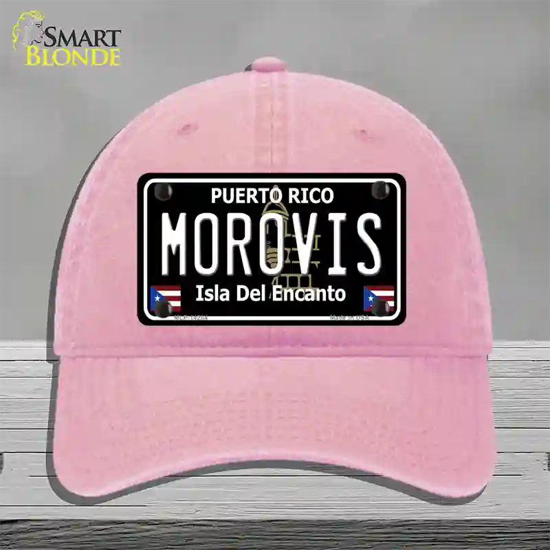 Morovis Puerto Rico Black Novelty License Plate Hat Unconstructed Cotton / Pink