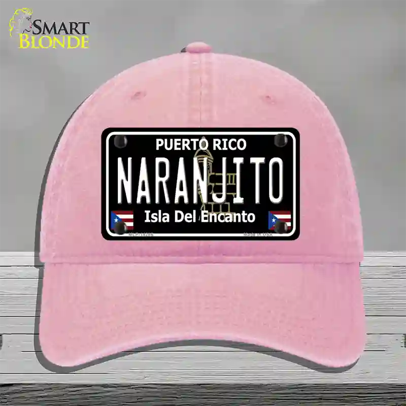 Naranjito Puerto Rico Black Novelty License Plate Hat Unconstructed Cotton / Pink