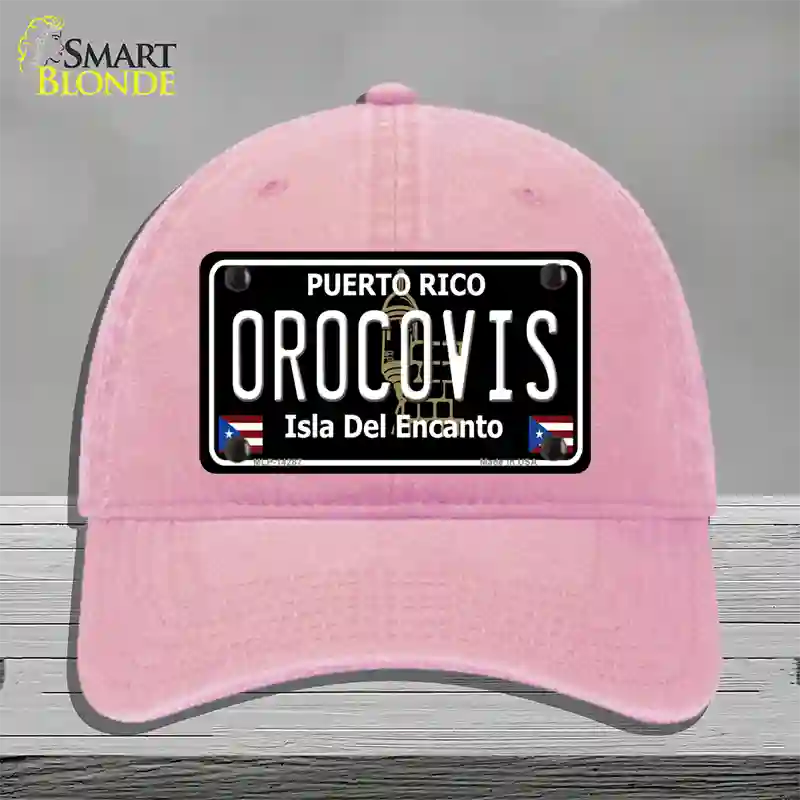 Orocovis Puerto Rico Black Novelty License Plate Hat Unconstructed Cotton / Pink