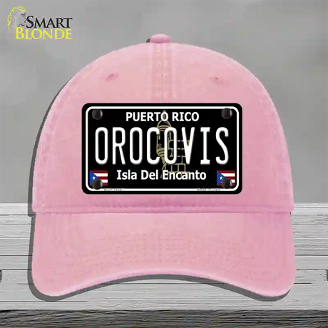 Orocovis Puerto Rico Black Novelty License Plate Hat Unconstructed Cotton / Pink