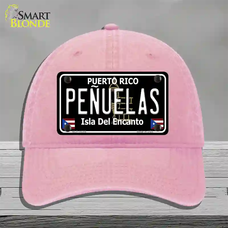 Penuelas Puerto Rico Black Novelty License Plate Hat Unconstructed Cotton / Pink