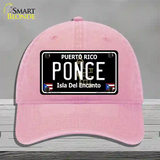 Ponce Puerto Rico Black Novelty License Plate Hat Unconstructed Cotton / Pink