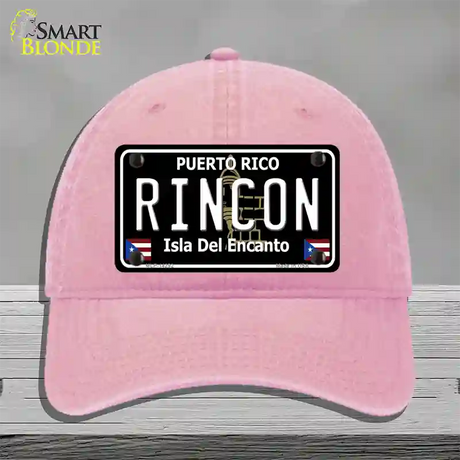 Rincon Puerto Rico Black Novelty License Plate Hat Unconstructed Cotton / Pink