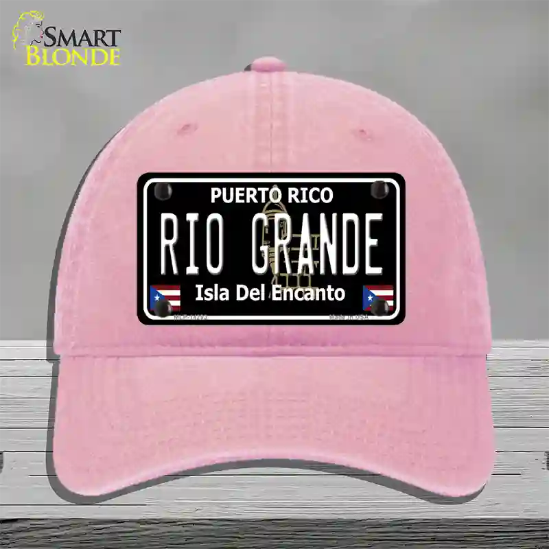 Rio Grande Puerto Rico Black Novelty License Plate Hat Unconstructed Cotton / Pink