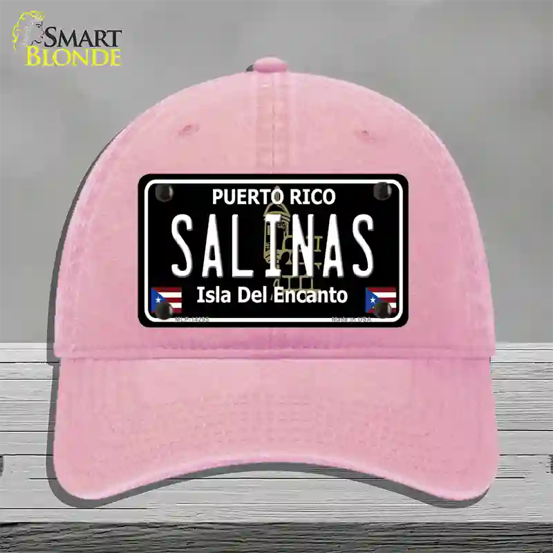 Salinas Puerto Rico Black Novelty License Plate Hat Unconstructed Cotton / Pink