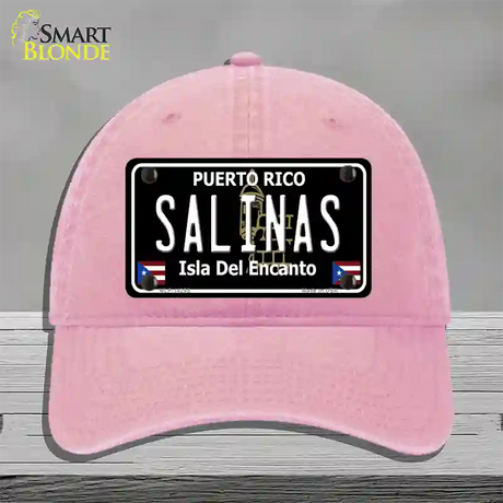 Salinas Puerto Rico Black Novelty License Plate Hat Unconstructed Cotton / Pink