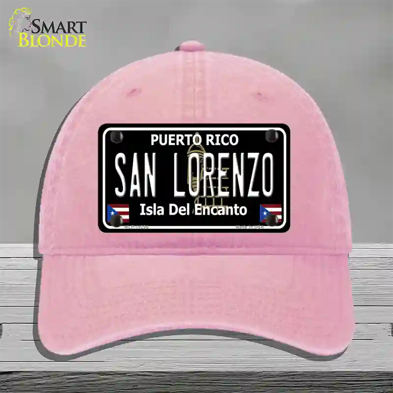 San Lorenzo Puerto Rico Black Novelty License Plate Hat Unconstructed Cotton / Pink