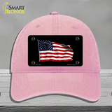 Waving American Flag Black Novelty License Plate Hat Unconstructed Cotton / Pink