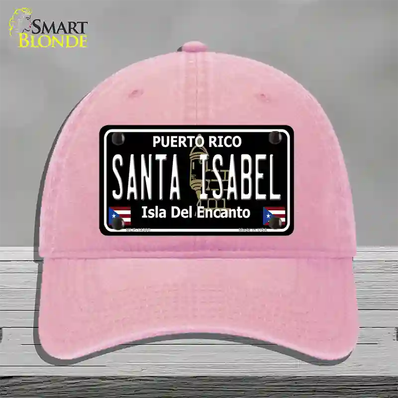 Santa Isabel Puerto Rico Black Novelty License Plate Hat Unconstructed Cotton / Pink