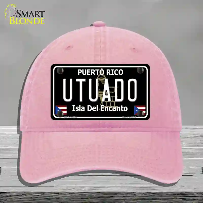 Utuado Puerto Rico Black Novelty License Plate Hat Unconstructed Cotton / Pink