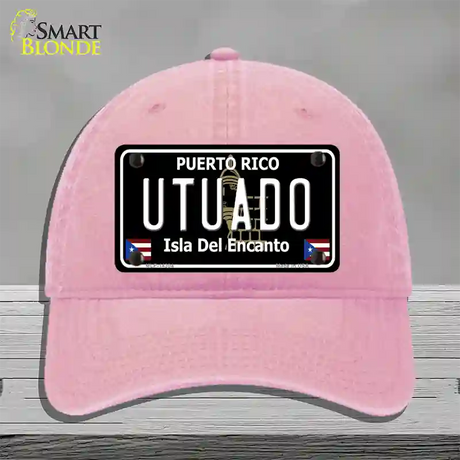 Utuado Puerto Rico Black Novelty License Plate Hat Unconstructed Cotton / Pink