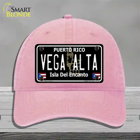 Vega Alta Puerto Rico Black Novelty License Plate Hat Unconstructed Cotton / Pink