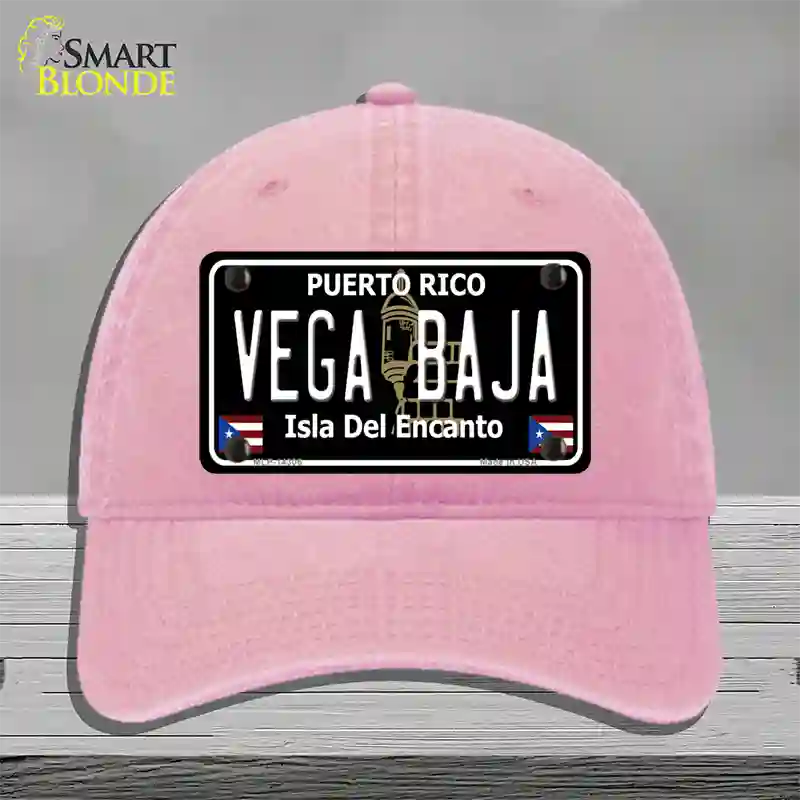 Vega Baja Puerto Rico Black Novelty License Plate Hat Unconstructed Cotton / Pink