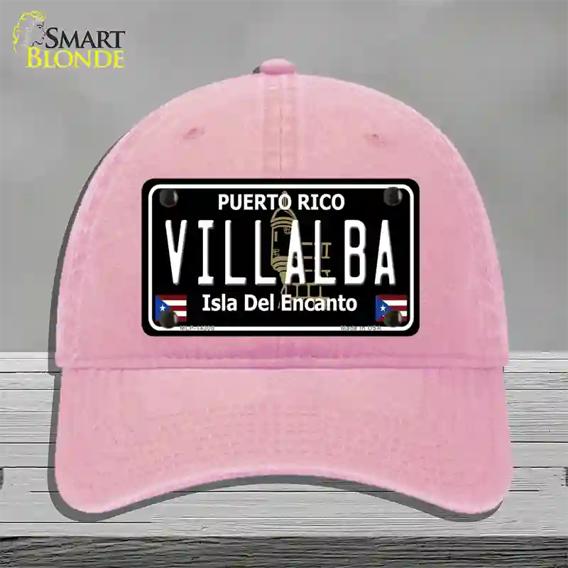 Villalba Puerto Rico Black Novelty License Plate Hat Unconstructed Cotton / Pink