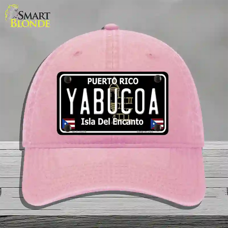 Yabucoa Puerto Rico Black Novelty License Plate Hat Unconstructed Cotton / Pink