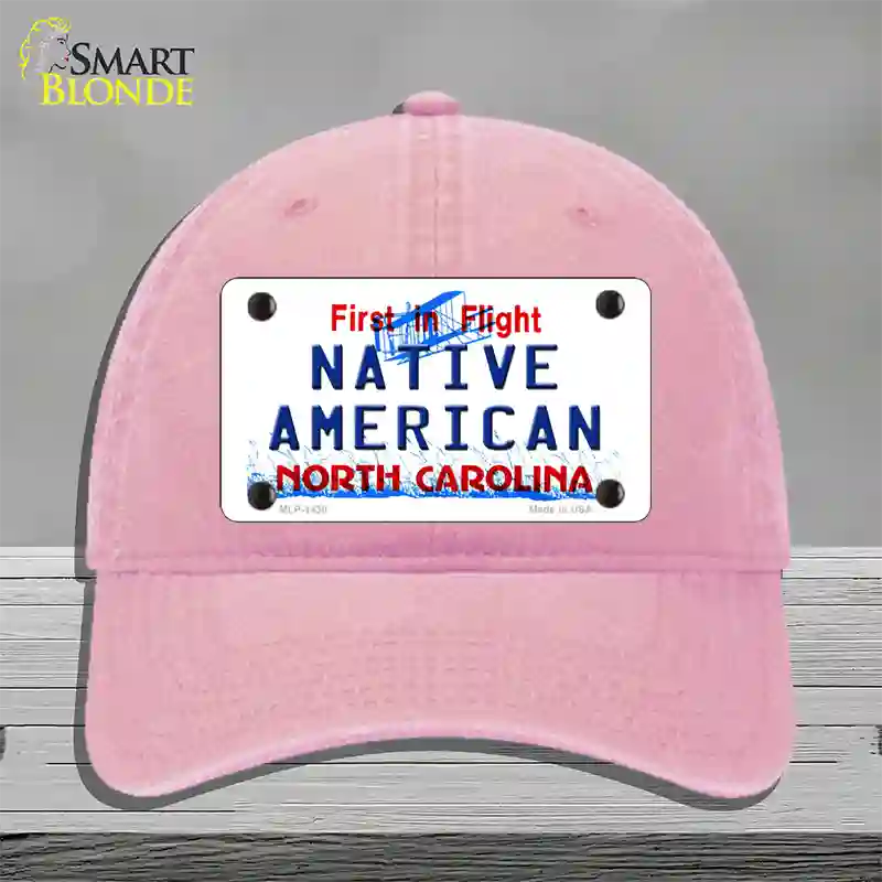 North Carolina Native American Novelty License Plate Hat Unconstructed Cotton / Pink