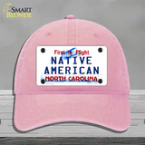 North Carolina Native American Novelty License Plate Hat Unconstructed Cotton / Pink