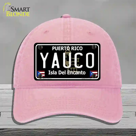 Yauco Puerto Rico Black Novelty License Plate Hat Unconstructed Cotton / Pink