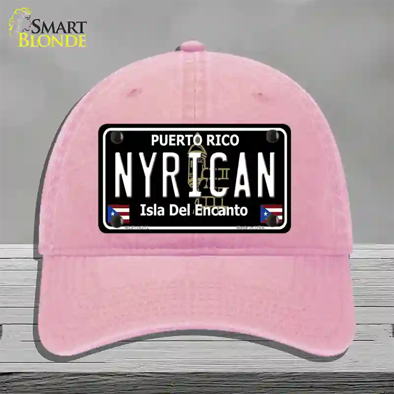 Nyrican Puerto Rico Black Novelty License Plate Hat Unconstructed Cotton / Pink