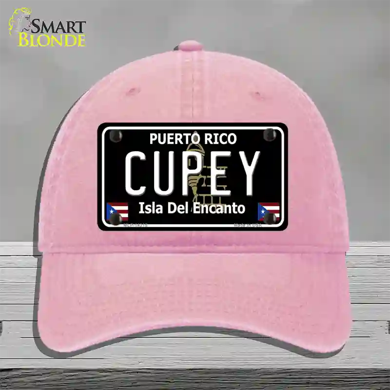 Cupey Puerto Rico Black Novelty License Plate Hat Unconstructed Cotton / Pink