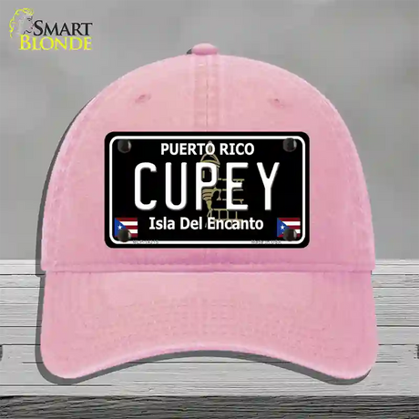 Cupey Puerto Rico Black Novelty License Plate Hat Unconstructed Cotton / Pink