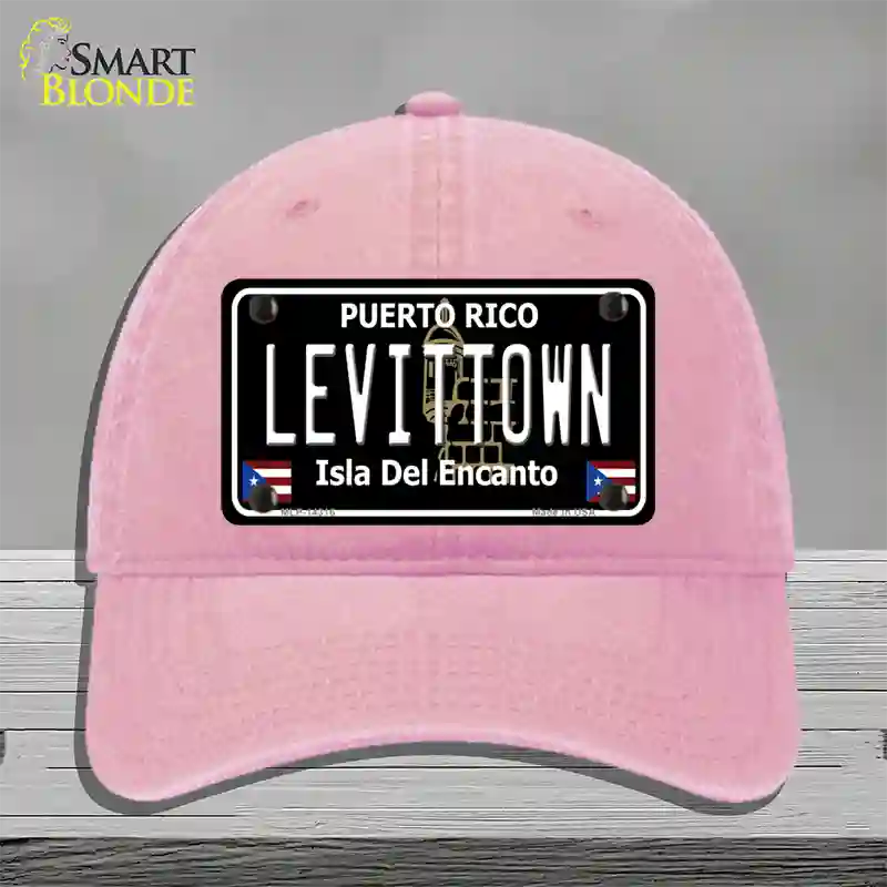 Levittown Puerto Rico Black Novelty License Plate Hat Unconstructed Cotton / Pink