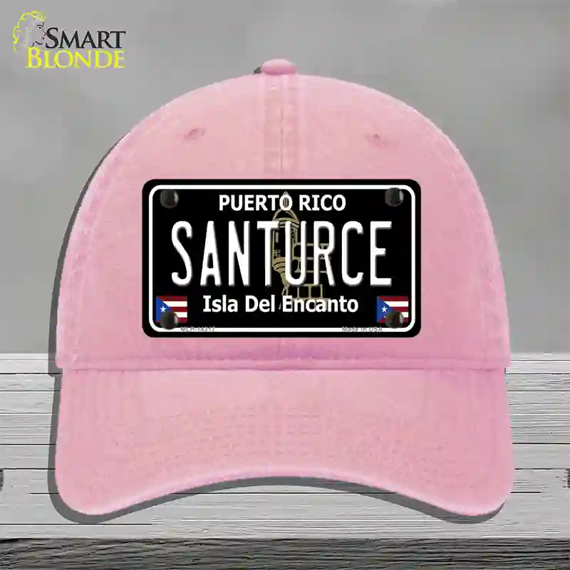 Santurce Puerto Rico Black Novelty License Plate Hat Unconstructed Cotton / Pink